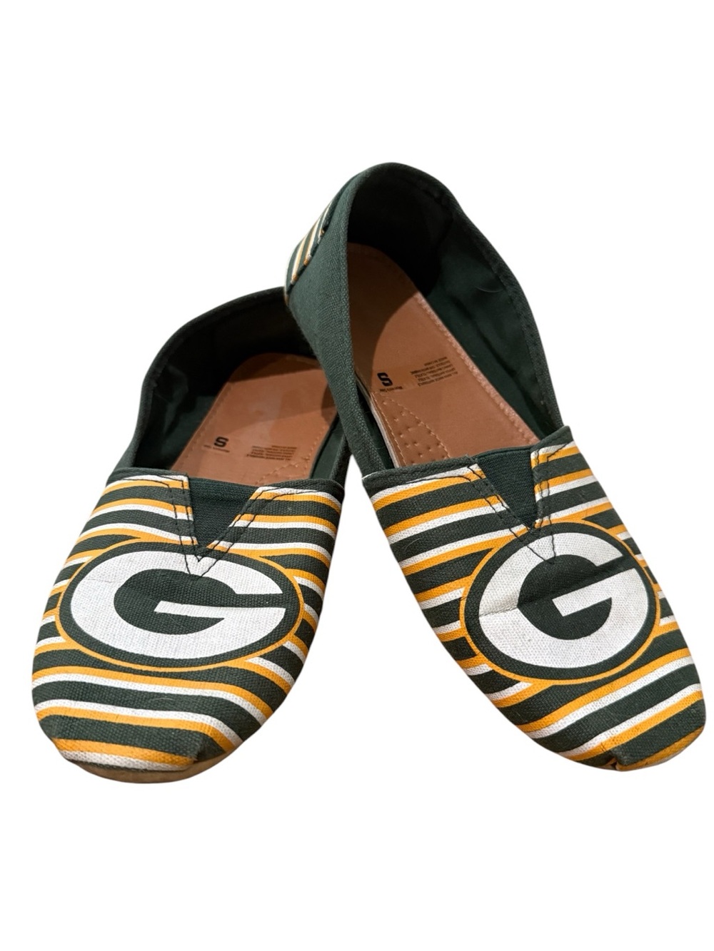 NFL Green Bay Packers Striped Logo Slip-On Flats - Green & Gold